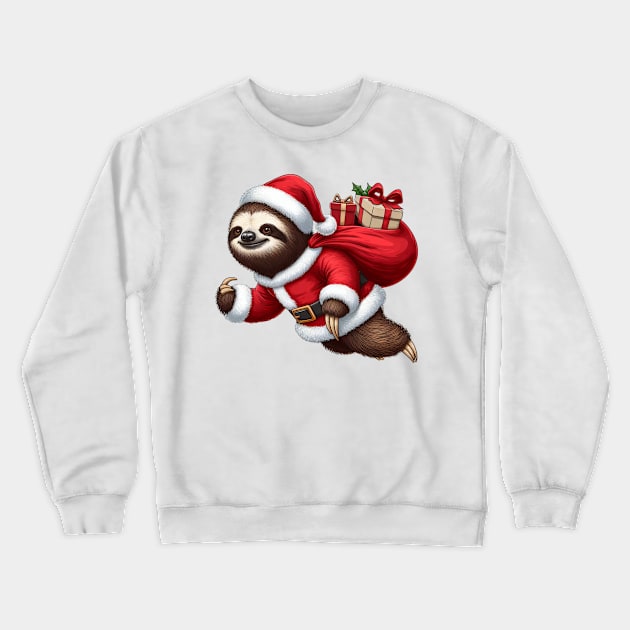 Festive Sloth Santa Christmas Xmas Holiday Funny Crewneck Sweatshirt by Francois Ringuette